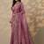 mauve embroidered crepe saree with unstitched blouse piece