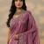 mauve embroidered crepe saree with unstitched blouse piece