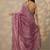 mauve embroidered crepe saree with unstitched blouse piece