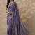lavender embroidered crepe saree with unstitched blouse piece