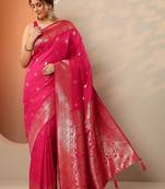 woven design banarasi saree with unstitched blouse piece