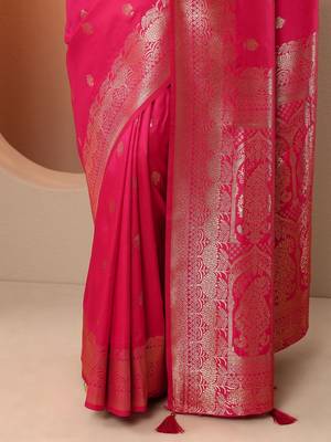 woven design banarasi saree with unstitched blouse piece 2