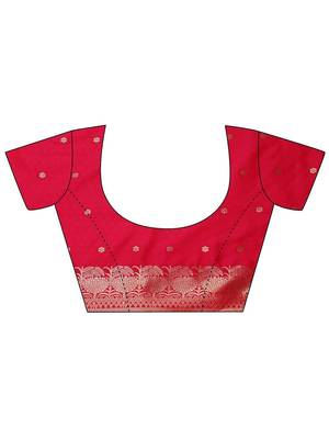 woven design banarasi saree with unstitched blouse piece 4