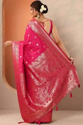 woven design banarasi saree with unstitched blouse piece