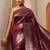 maroon woven design banarasi saree with unstitched blouse piece