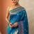 blue woven design banarasi saree with unstitched blouse piece