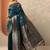 teal woven design banarasi saree with unstitched blouse piece