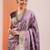 lavender woven design banarasi silk blend saree with unstitched blouse piece