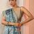 teal saree with unstitched blouse piece