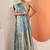 teal saree with unstitched blouse piece