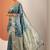 teal saree with unstitched blouse piece
