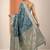 teal saree with unstitched blouse piece