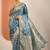 teal saree with unstitched blouse piece