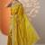 yellow embroidered banarasi organza saree with unstitched blouse piece