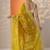 yellow embroidered banarasi organza saree with unstitched blouse piece