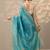 blue embroidered organza saree with unstitched blouse piece