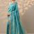 blue embroidered organza saree with unstitched blouse piece