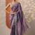 purple embroidered organza saree with unstitched blouse piece