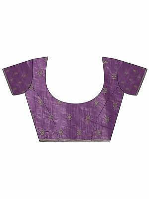 purple embroidered organza saree with unstitched blouse piece 2