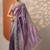 purple embroidered organza saree with unstitched blouse piece