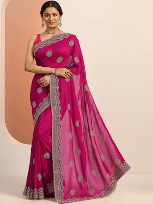 embellished saree with unstitched blouse piece 1