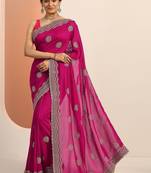 embellished saree with unstitched blouse piece
