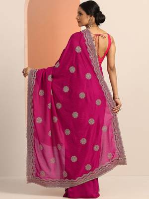 embellished saree with unstitched blouse piece 4