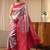 pink silk blend saree with woven border