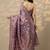 purple woven design banarasi silk blend saree with unstitched blouse piece