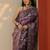 purple woven design banarasi silk blend saree with unstitched blouse piece