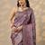 purple woven design banarasi silk blend saree with unstitched blouse piece