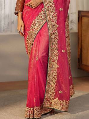 net saree with embroidered border 3