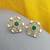 Smooth round shape green kundan mehandi gold plated stud earring for women and girls