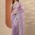 lavender embroidered nylon saree with unstitched blouse piece