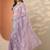 lavender embroidered nylon saree with unstitched blouse piece