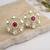 Smooth round shape ruby kundan mehandi gold plated stud earring for women and girls