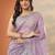 lavender embroidered nylon saree with unstitched blouse piece