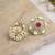 Smooth round shape ruby kundan mehandi gold plated stud earring for women and girls