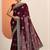 maroon embellished saree with unstitched blouse piece
