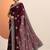 maroon embellished saree with unstitched blouse piece