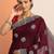maroon embellished saree with unstitched blouse piece