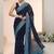 navy blue embroidered georgette saree with ethnic motifs