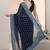 navy blue embroidered georgette saree with ethnic motifs