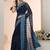 navy blue embroidered georgette saree with ethnic motifs