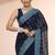 navy blue embroidered georgette saree with ethnic motifs