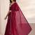 maroon embellished border satin saree with unstitched blouse piece and waistbelt