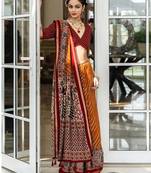 Mustard mustard leheriya printed cotton blend saree with unstitched blouse piece