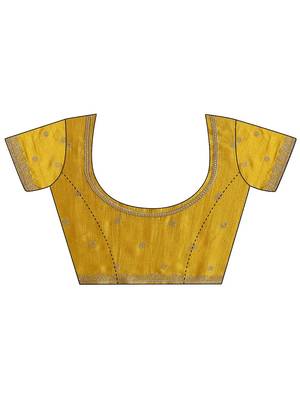mustard embellished saree with unstitched blouse piece 4