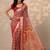 Red red printed banarasi georgette saree with unstitched blouse piece
