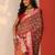 Red red printed banarasi georgette saree with unstitched blouse piece